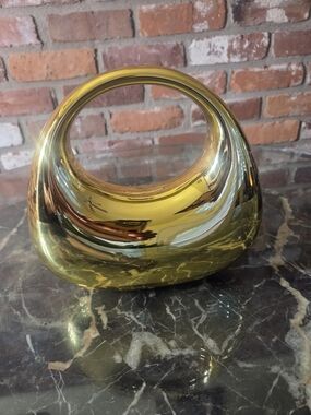 Metallic Gold Circular Handle Clutch